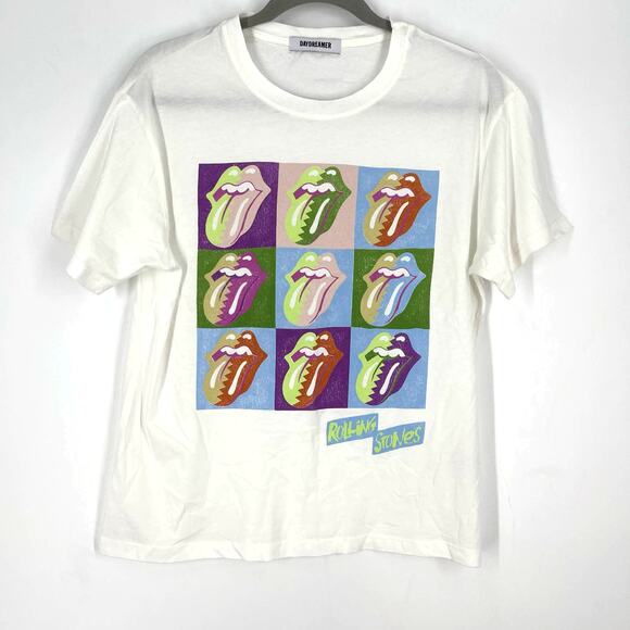 Daydreamer Rolling Stones 9 Licks Boyfriend Tee White Small NWOT - Picture 6 of 6